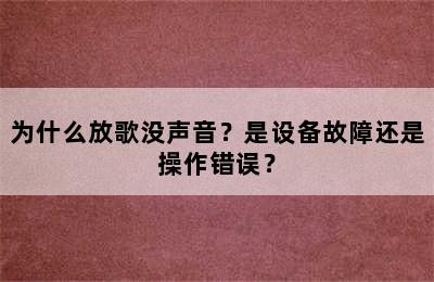 为什么放歌没声音？是设备故障还是操作错误？