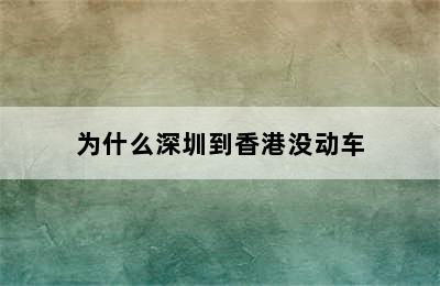 为什么深圳到香港没动车