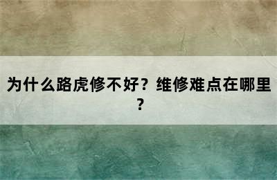 为什么路虎修不好？维修难点在哪里？