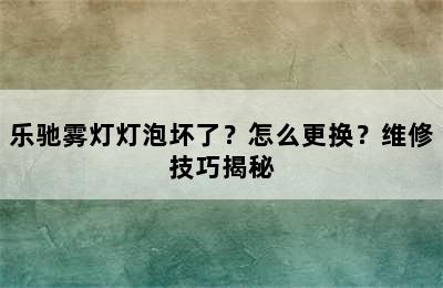 乐驰雾灯灯泡坏了？怎么更换？维修技巧揭秘