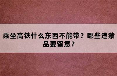 乘坐高铁什么东西不能带？哪些违禁品要留意？