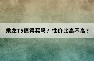 乘龙T5值得买吗？性价比高不高？