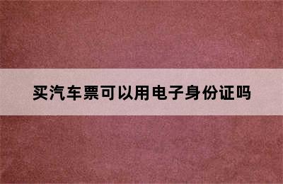 买汽车票可以用电子身份证吗