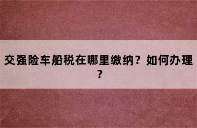 交强险车船税在哪里缴纳？如何办理？