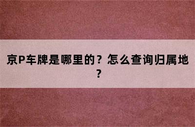 京P车牌是哪里的？怎么查询归属地？