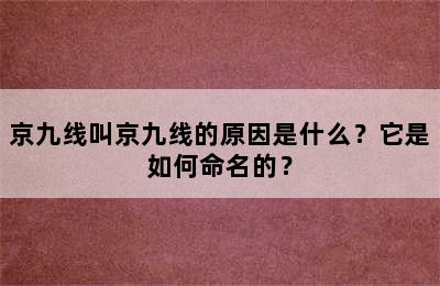 京九线叫京九线的原因是什么？它是如何命名的？