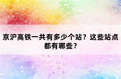 京沪高铁一共有多少个站？这些站点都有哪些？