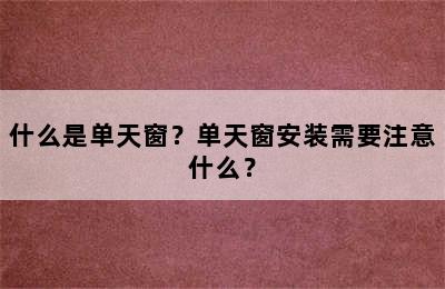 什么是单天窗？单天窗安装需要注意什么？