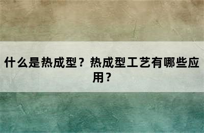 什么是热成型？热成型工艺有哪些应用？