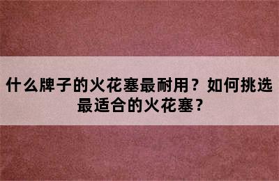 什么牌子的火花塞最耐用？如何挑选最适合的火花塞？