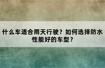 什么车适合雨天行驶？如何选择防水性能好的车型？