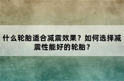 什么轮胎适合减震效果？如何选择减震性能好的轮胎？