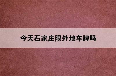 今天石家庄限外地车牌吗