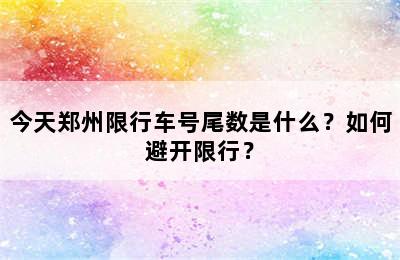 今天郑州限行车号尾数是什么？如何避开限行？