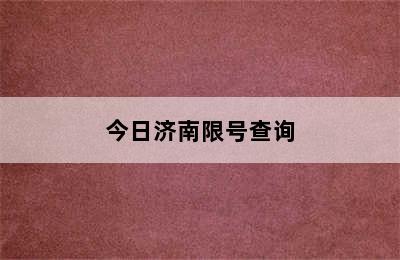 今日济南限号查询