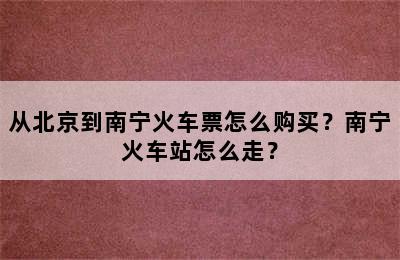 从北京到南宁火车票怎么购买？南宁火车站怎么走？