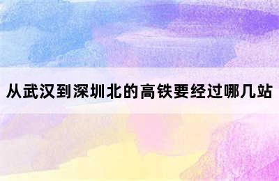 从武汉到深圳北的高铁要经过哪几站