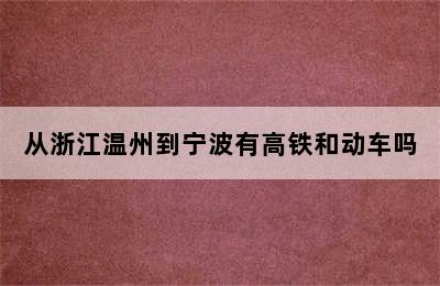 从浙江温州到宁波有高铁和动车吗