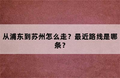 从浦东到苏州怎么走？最近路线是哪条？