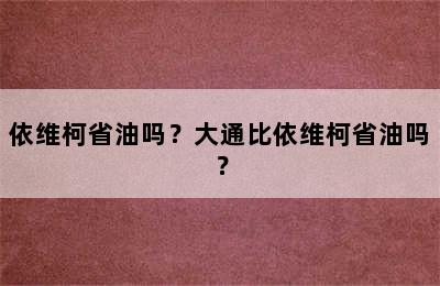 依维柯省油吗？大通比依维柯省油吗？