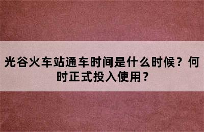 光谷火车站通车时间是什么时候？何时正式投入使用？