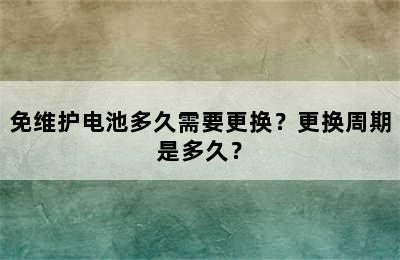 免维护电池多久需要更换？更换周期是多久？