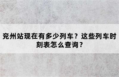 兖州站现在有多少列车？这些列车时刻表怎么查询？