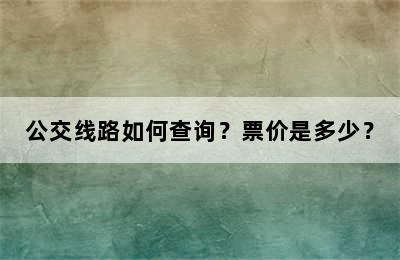 公交线路如何查询？票价是多少？