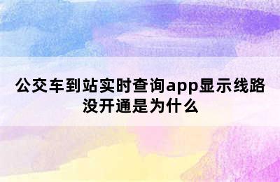 公交车到站实时查询app显示线路没开通是为什么