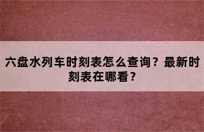 六盘水列车时刻表怎么查询？最新时刻表在哪看？