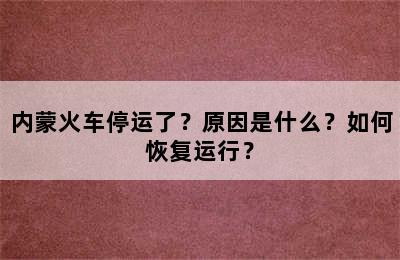 内蒙火车停运了？原因是什么？如何恢复运行？