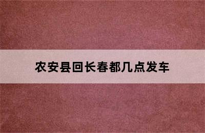 农安县回长春都几点发车