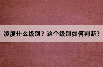 凌度什么级别？这个级别如何判断？