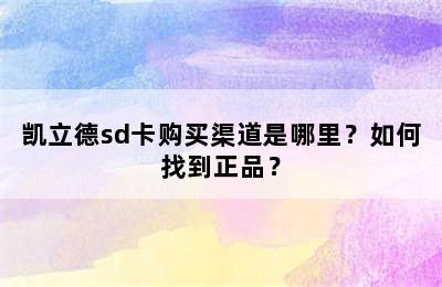 凯立德sd卡购买渠道是哪里？如何找到正品？