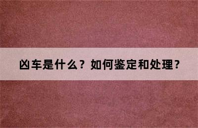 凶车是什么？如何鉴定和处理？