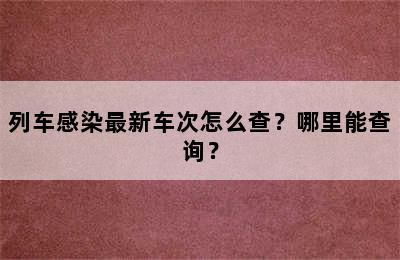 列车感染最新车次怎么查？哪里能查询？