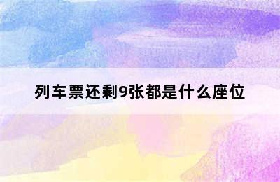 列车票还剩9张都是什么座位