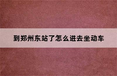 到郑州东站了怎么进去坐动车