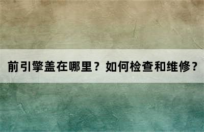 前引擎盖在哪里？如何检查和维修？