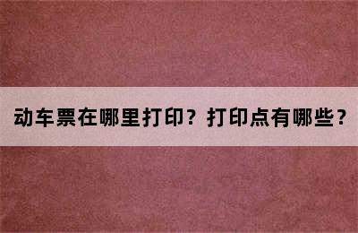 动车票在哪里打印？打印点有哪些？