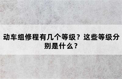 动车组修程有几个等级？这些等级分别是什么？