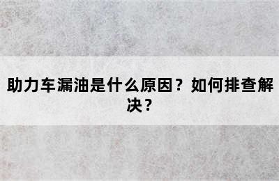 助力车漏油是什么原因？如何排查解决？