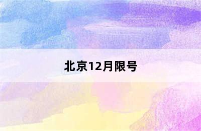 北京12月限号