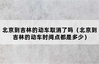 北京到吉林的动车取消了吗（北京到吉林的动车时间点都是多少）