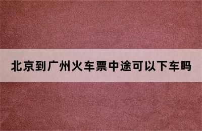 北京到广州火车票中途可以下车吗