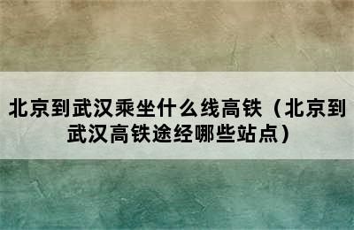 北京到武汉乘坐什么线高铁（北京到武汉高铁途经哪些站点）