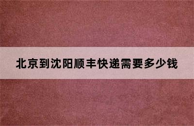 北京到沈阳顺丰快递需要多少钱