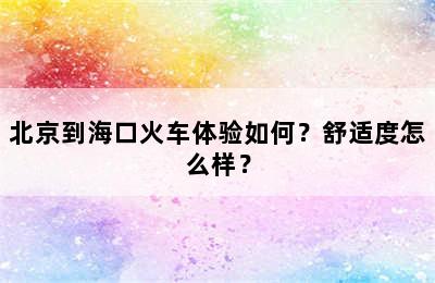 北京到海口火车体验如何？舒适度怎么样？