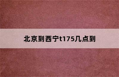 北京到西宁t175几点到