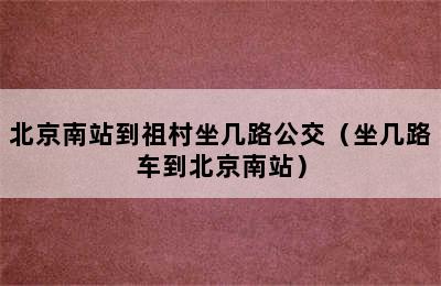 北京南站到祖村坐几路公交（坐几路车到北京南站）